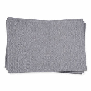 TOMMY BAHAMA Set of 4 Sullivan Herringbone Placemats 13x19in Indoor Outdoor Gray